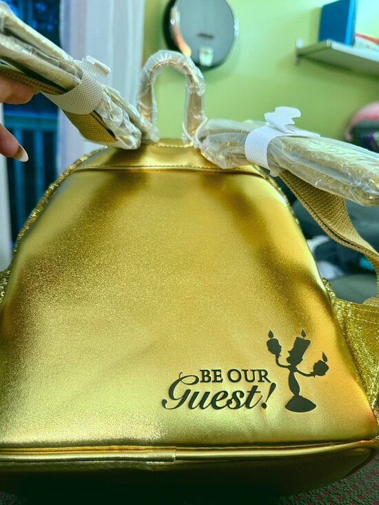 Loungefly Disney Beauty and the Beast Lumiere Sequin Mini Backpack NWT Glow Dark